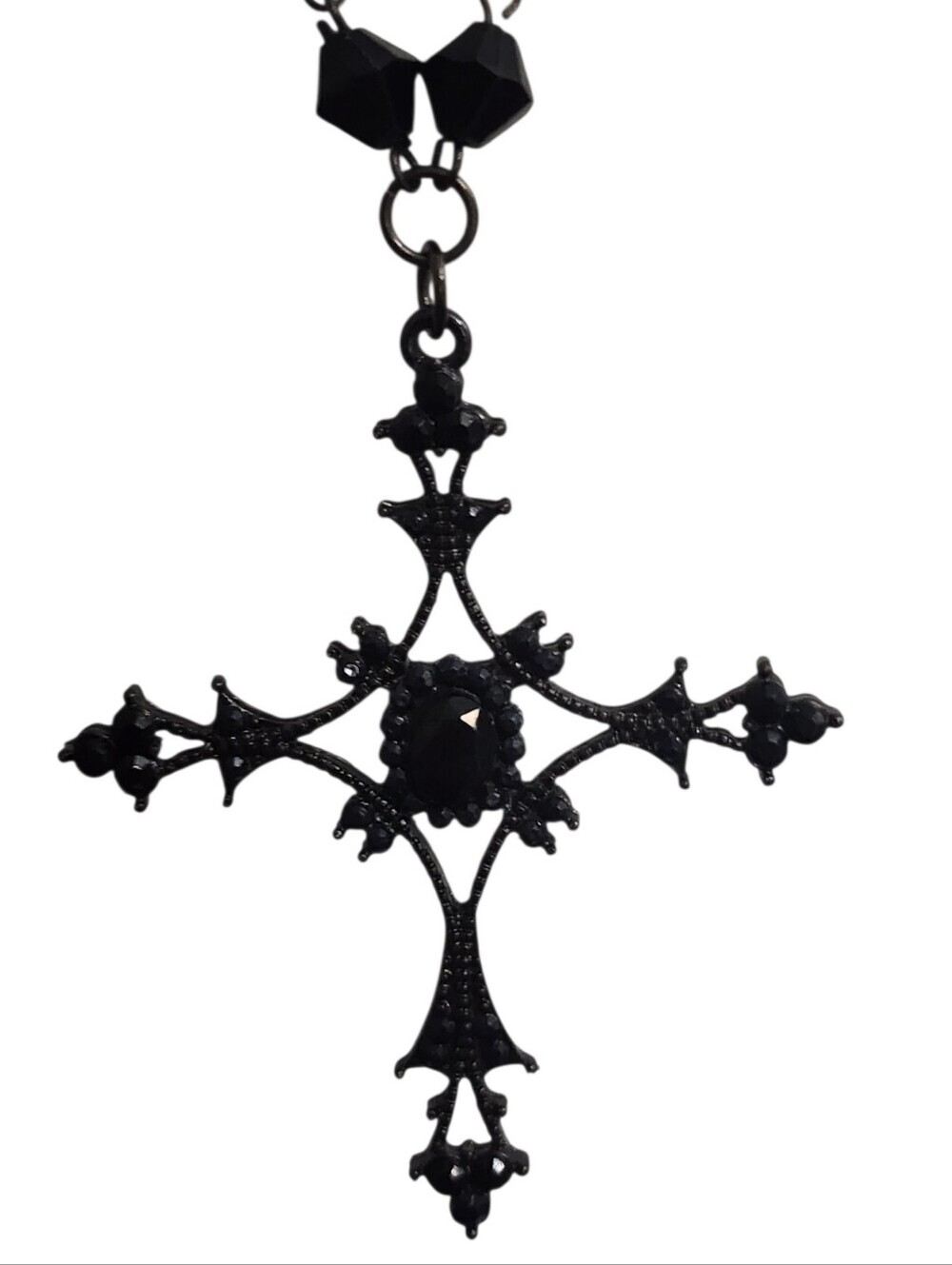 Black Gothic Cross Pendant Necklace - Picture 1 of 7